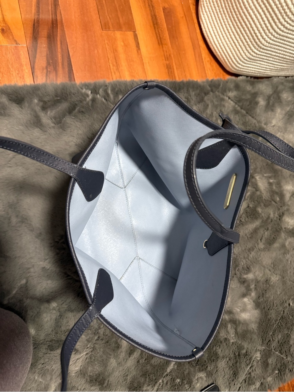 Michael Kors Blue Saffiano Leather Tote Bag - Picture 3 of 4